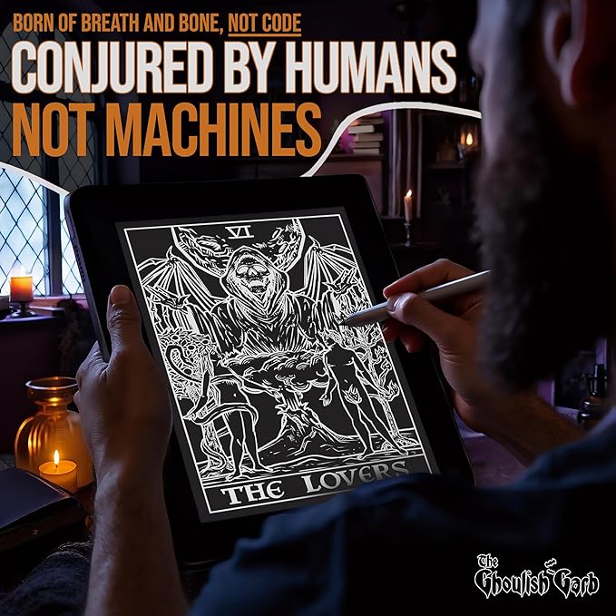 The Lovers Tarot Card Tapestry (Black & White) - Grim Reaper - Gothic Couple Halloween Home Decor Wall Hanging (59" x 51")