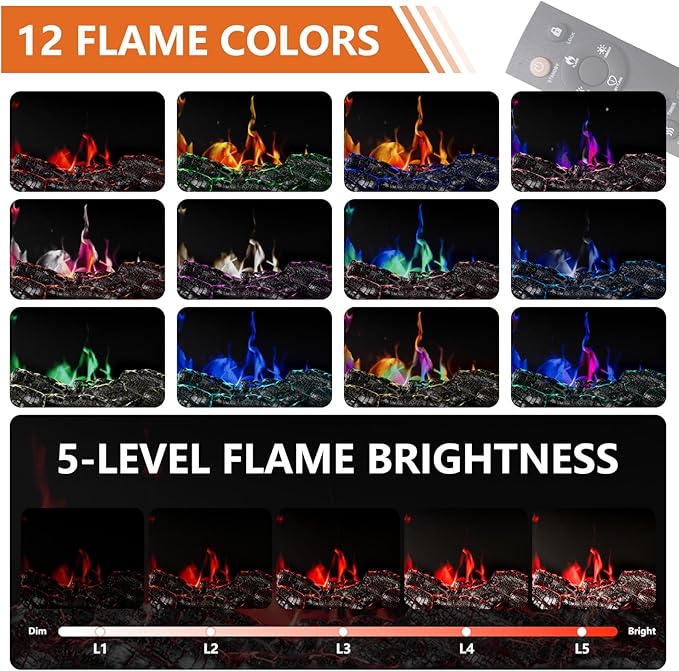 3-Sided Glass Farmhouse Fireplace TV Stand for TVs Up to 100 Inch, Entertainment Center with 36" Electric Fireplace, Oak TV Console with Storage Cabinets for Living Room