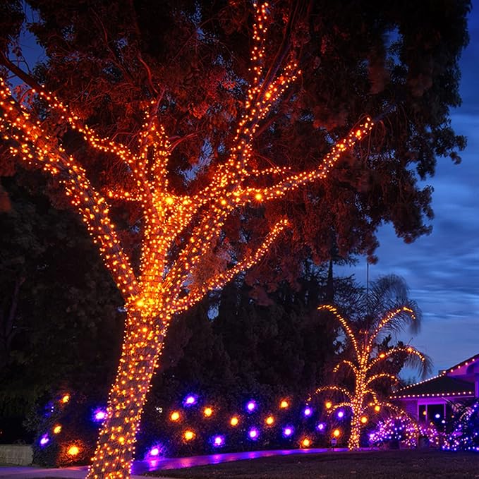 TW SHINE Orange Halloween Lights, 2 Pack 20FT 100 Count Incandescent Mini String Lights, Waterproof Halloween Decorations for Outdoor Indoor Patio Home Party Garden Yard Decor