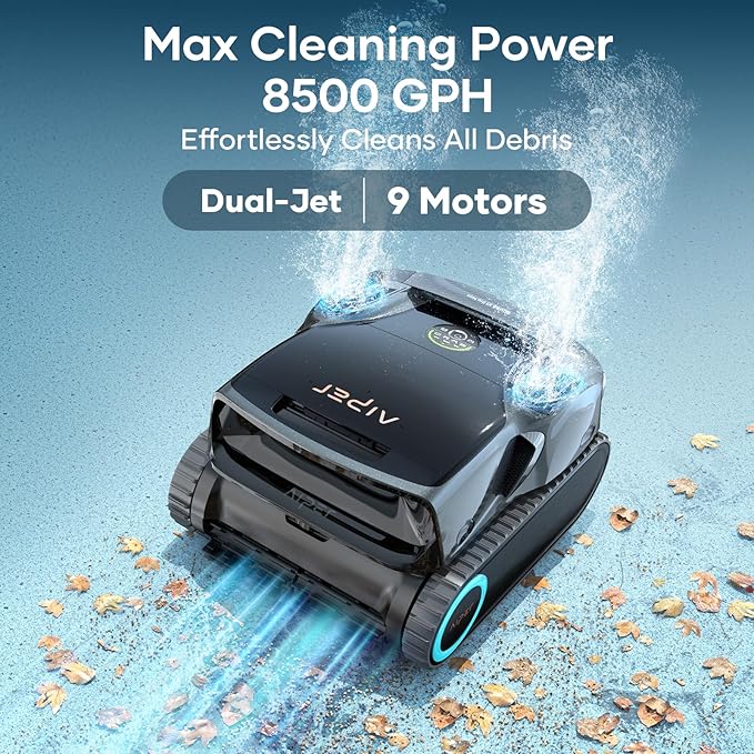 Aiper Scuba X1 Pro Max Pool Cleaning Robot, Pool Mapping, Adaptive Path, 8500 GPH Power, Double Filtration, Smart Surface Parking, Pool Vacuum for All Inground Pools