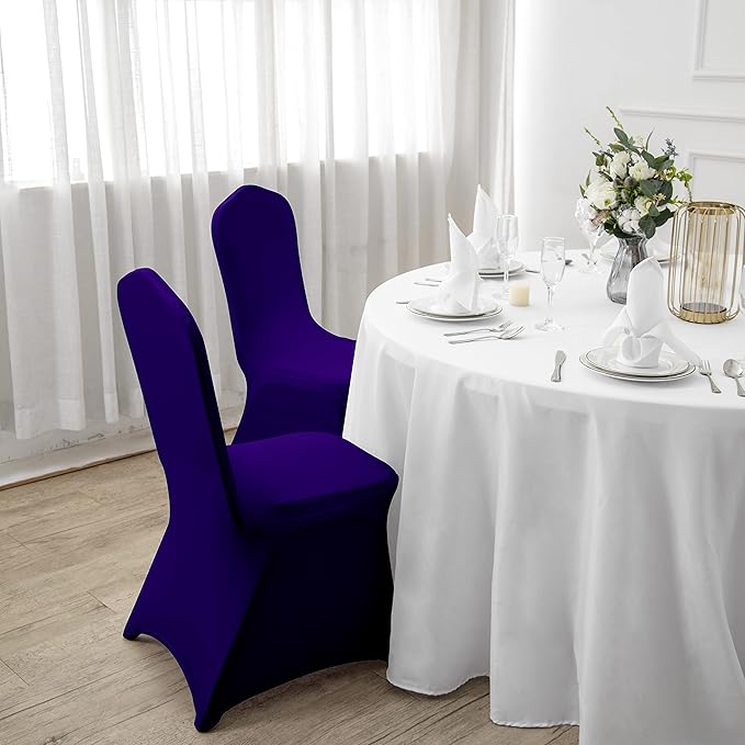 SUPERO Waterproof Spandex Chair Cover 25PCS, Stretch Dining Chair Covers, Polyester Outdoor Chair Covers, Protector Stretch Chair Cover for Party Universal, Banquet, Wedding Event, Hotel(Purple)
