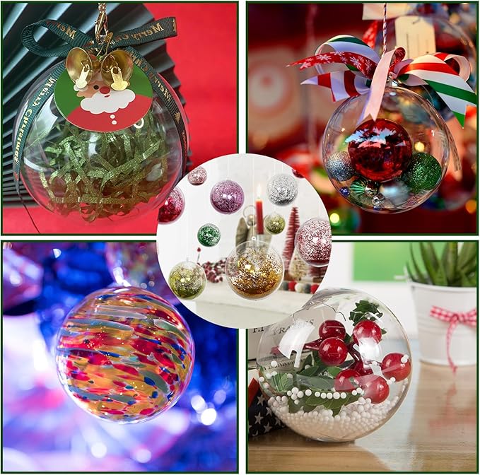 20PCS Christmas Ornaments,5CM Clear Plastic Ornaments Balls,Clear Christmas Ornament for Crafts,Acrylic Fillable Xmas Tree Ornament Balls for DIY,Wedding,Parclearty and Valentine's Day (S-5CM)
