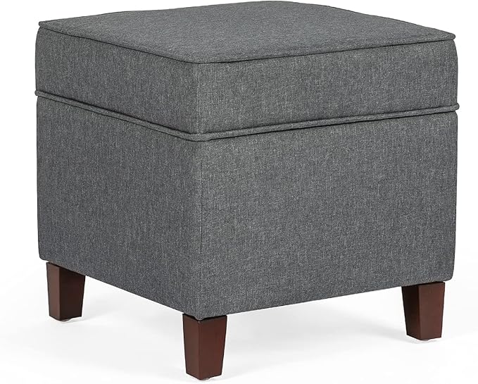 Adeco Chest and Footrest-Square Seat Storage Bench Ottoman, Gray