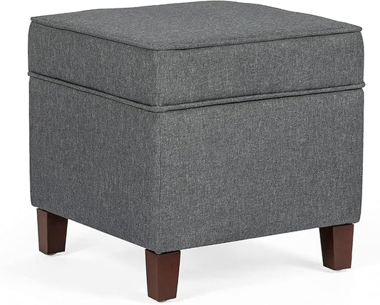 Adeco Chest and Footrest-Square Seat Storage Bench Ottoman, Gray