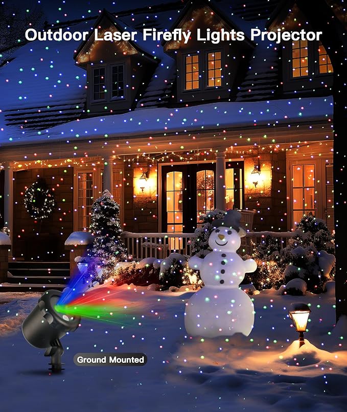 Christmas Projector Lights Outdoor, 3 Color Laser Light Projector,Waterproof Firefly Lights Show with Remote Control for Christmas, Home Decor,Christmas Gift, Wedding, Party, Garden