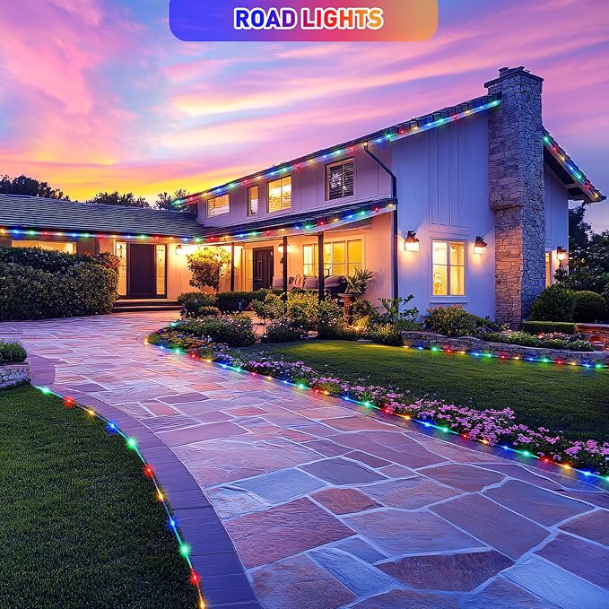 JMEXSUSS 2 Pack 100 LED Solar Rope Lights, IP 65 Solar Rope Lights Outdoor Waterproof, 33ft 8 Modes PVC Tube Trampoline Light for Fence Walkway Path (Multicolor)