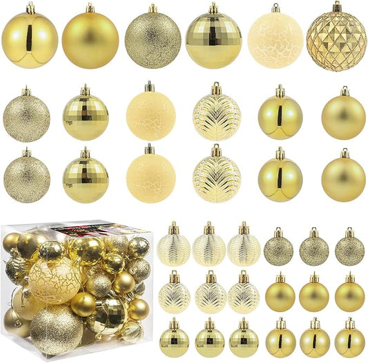 LANGXUN 36pcs Gold Christmas Tree Decorations Balls, Bolas De Navidad, 2025 Christmas Decor, Indoor Outdoor Shatterproof Christmas Ornaments, Xmars Party Wedding Suppiles