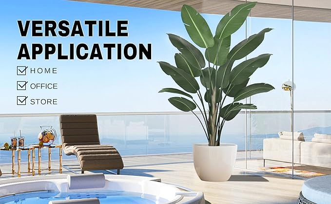 8ft Tall Bird of Paradise Artificial Tree (94 Inch) with Large Trunks and Realistic Leaves Big Faux Floor Potted Plants Fake Silk Plants for Home Office Living Room Decor Indoor (8feet,1pack)