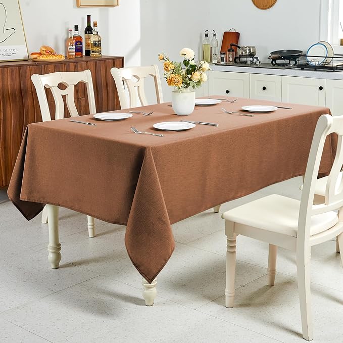 IVAPUPU Textured Linen Table Cloth for Rectangle Table - Coffee Tablecloths Rectangular Waterproof Wrinkle Free Wipeable Dining Table Cover for Spring Wedding Birthday Kitchen Decor, 60 x 120 Inch