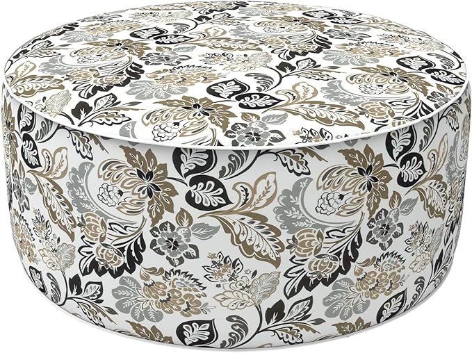 LVTXIII Outdoor Inflatable Ottoman, Fade-Resistant Round Footrest Stool D31”x H14”, Portable Patio Pouf for Garden Camping or Home Use, Dailey Tan