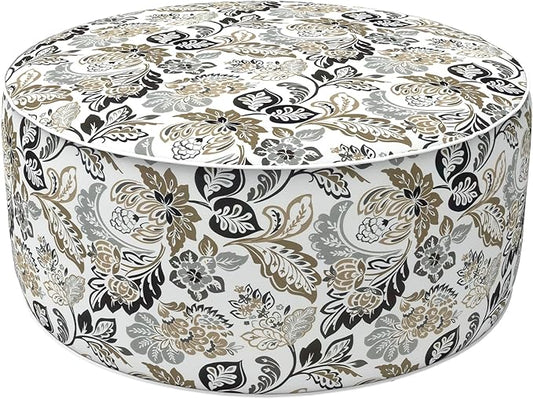 LVTXIII Outdoor Inflatable Ottoman, Fade-Resistant Round Footrest Stool D31”x H14”, Portable Patio Pouf for Garden Camping or Home Use, Dailey Tan