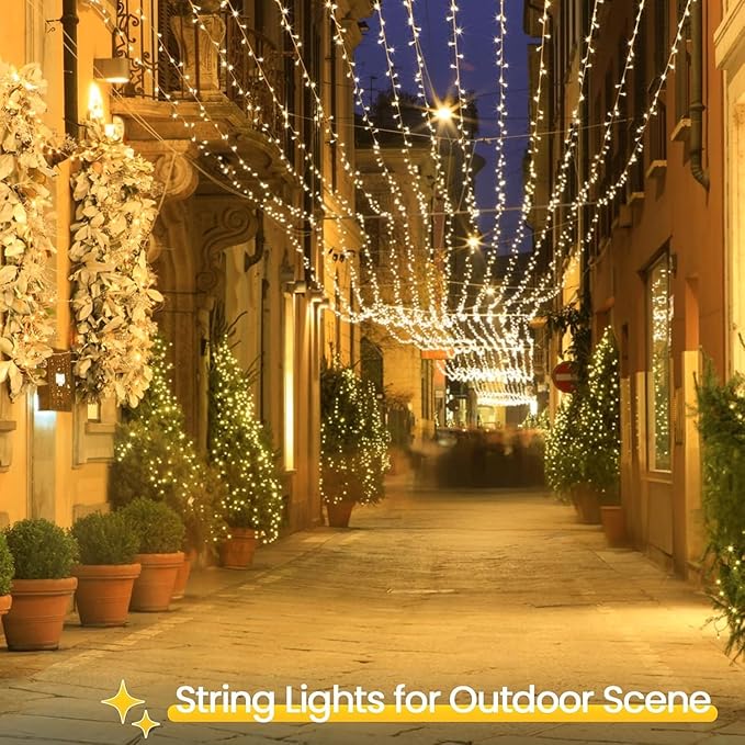 4 Pack String Lights Battery Operated with Timer, 66FT 200 LED Waterproof Battery Twinkle Lights, 8 Modes Fairy Light for Indoor & Outdoor Party Bedroom Garland Tree Christmas Decorations (Warm White)