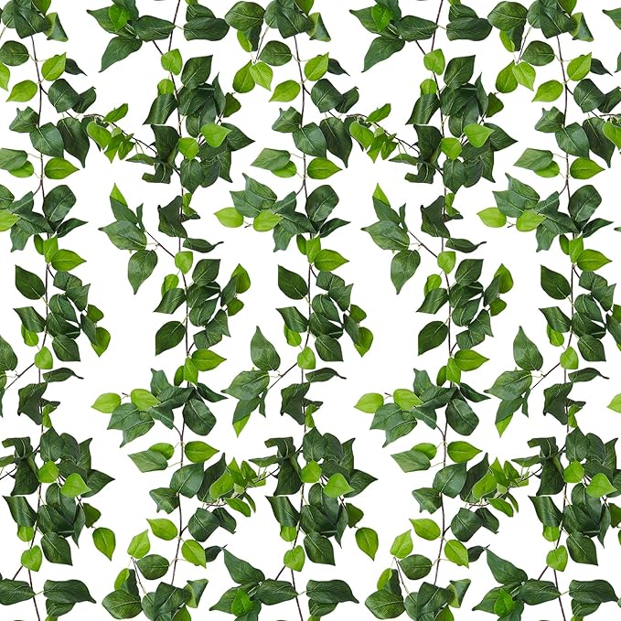 RECUTMS Artificial Vines Ivy Garland 6 Strands Fake Vine with Silk Green Leaves Hanging Plants Greenery Artificial Garland for Home Wall Bedroom Party Wedding Arch Apartment Room Decor