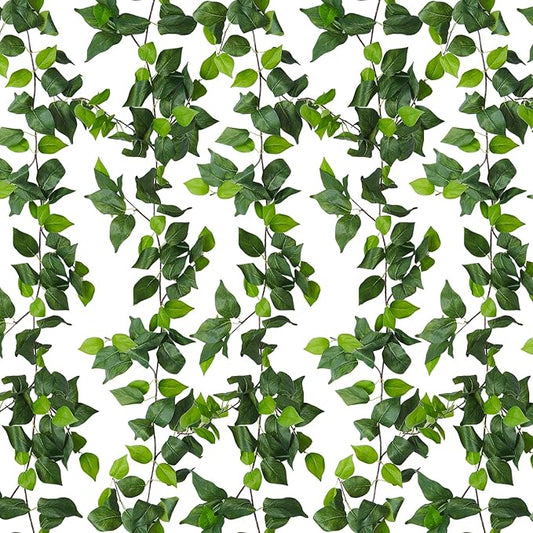 RECUTMS Artificial Vines Ivy Garland 6 Strands Fake Vine with Silk Green Leaves Hanging Plants Greenery Artificial Garland for Home Wall Bedroom Party Wedding Arch Apartment Room Decor