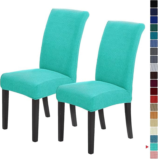 Howhic Stretch Chair Covers for Dining Room Set of 2, Removable Washable Dining Room Chair Covers, Dining Chair Slipcovers Seat Protector, Great for Home and Banquet Decoration (Turquoise, 2 Pack)