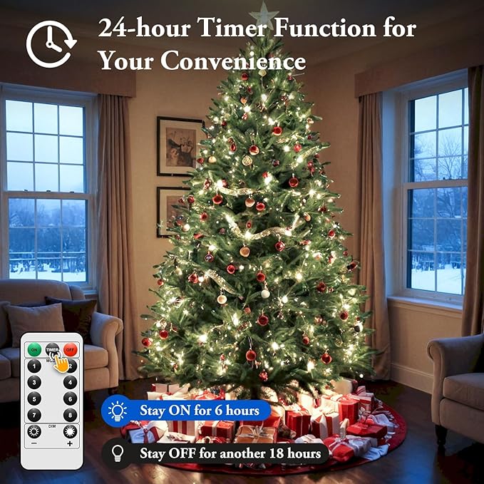 4 Pack 100 LED Fairy Lights Battery Operated with Timer & Remote, 33FT Waterproof Twinkle Lights Indoor Outdoor, Fairy String lights for Bedroom Classroom DIY Wedding Christmas Decorations, Cool White