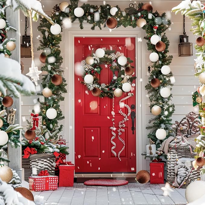 12Pcs Velvet Christmas Ornaments Balls,Brown Christmas Tree Decoration Shatterproof Ball with Hanging for Party Decor Multicolor Brown Beige 80mm/3.15in