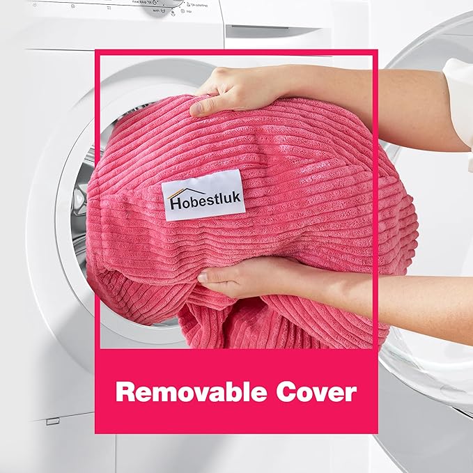 Hobestluk 4.5FT Bean Bag Chair Giant Bean Bag Chair with Filler Included Adult Bean Bag Chairs with Removable Cover for Bedroom Living Room - (Jumbo, Pink)