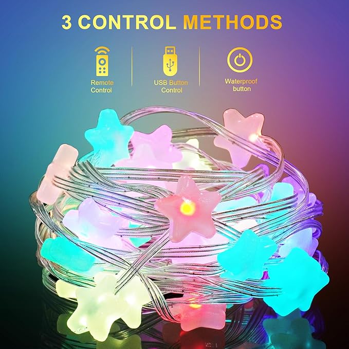Fairy Lights Color Changing 16.5FT String Lights with Remote, 2-Pack Mini Star LED Twinkle Light USB Plug or Battery Powered for Indoor Outdoor Waterproof Party Garden Decoration