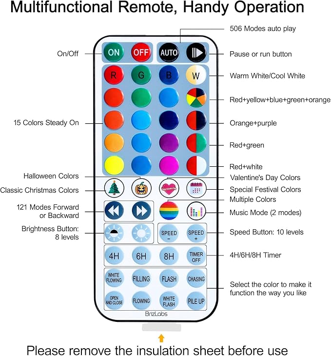 BrizLabs RGBW Christmas Lights, 98.5FT 300 LED Color Changing Halloween String Lights with Remote, Warm White Christmas Light, Twinkle Mini Light String for Indoor Outdoor Xmas Halloween Tree Party
