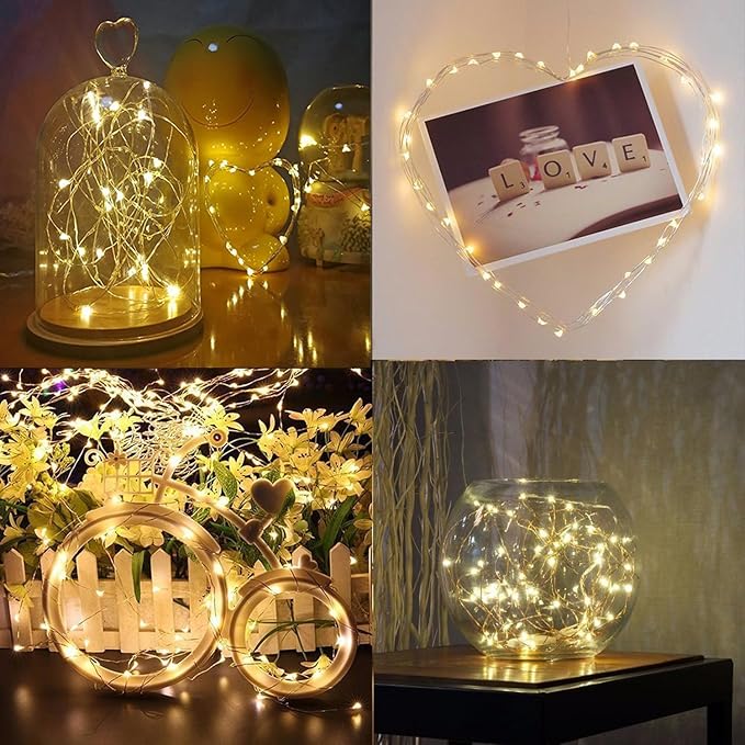 4 Pack Battery Operated Fairy String Lights, 8 Modes 5M Silver Wire with Remote & Timer - 50 LEDs Waterproof for Bedroom, Wedding, Christmas, Party Decorations