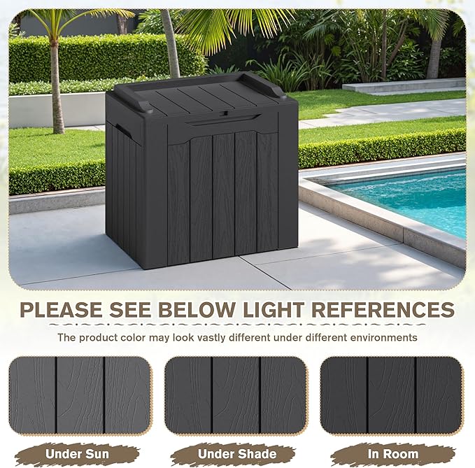 JUMMICO 31 Gallon Resin Deck Box Waterproof Indoor Outdoor Storage Boxes for Patio Furniture Cushions and Garden Tools (Gray, 31gallon-2 Packs)