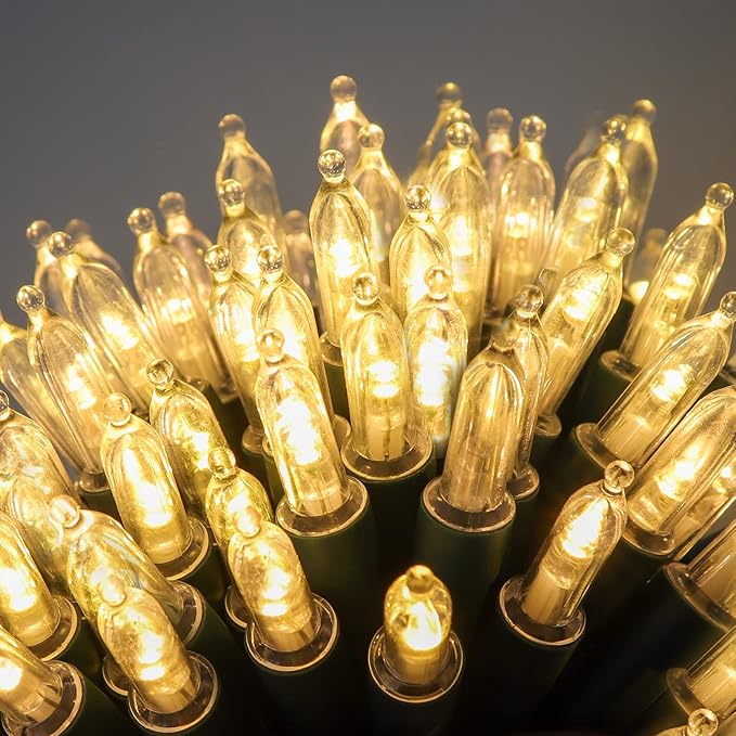 WATERGLIDE 4 Pack 50LED Outdoor Christmas Lights, 16FT Battery Operated Mini String Lights with 8 Modes & Timer, Xmas Tree Lights Waterproof for Patio Garden Party Wedding Holiday Decor, Warm White