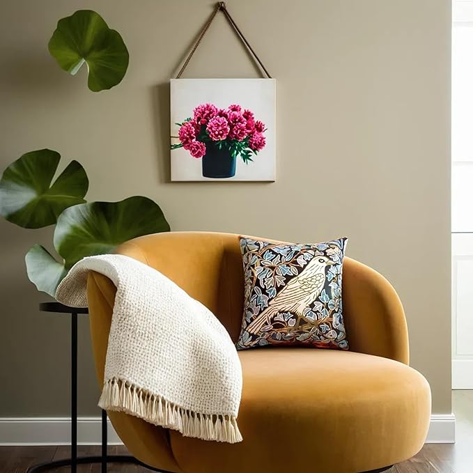 Cream Floral French Style Modern Floral Throw Pillow Cover - Hand Embroidered - 18x18 - White, Multicolor - Living Room, Bedroom, Outdoors, Accent, Home Staging