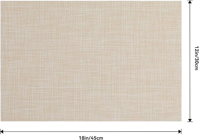Leetaltree Beige Placemats Set of 20 - Heat Resistant Non-Slip Place mats for Dining Table, Washable Durable PVC Vinyl Woven Table Mats（Beige, 20）