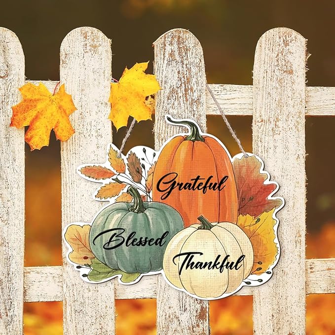 Fall Vibes Door Hanger Sign, Wooden Maple Leaves Mushroom Hanging Decor for Front Door, Fall Wood Wreath Wall Decor for Autumn Harvest Thanksgiving Home Decors, Housewarming Gift