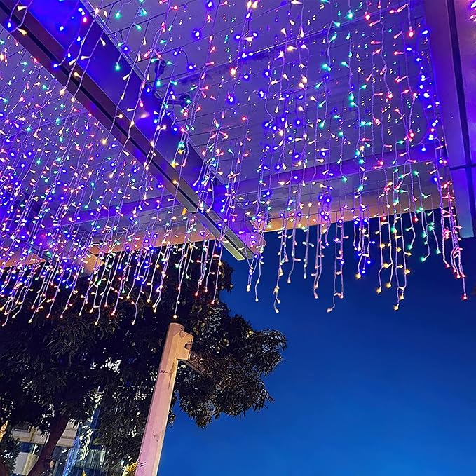 AGIRL 400 LED Icicle Lights Outdoor 32.8Ft 75 Drops Icicle Christmas Halloween Lights 8 Modes Waterproof Fairy String Lights for Indoor Bedroom Garden Wedding Porch Decoration