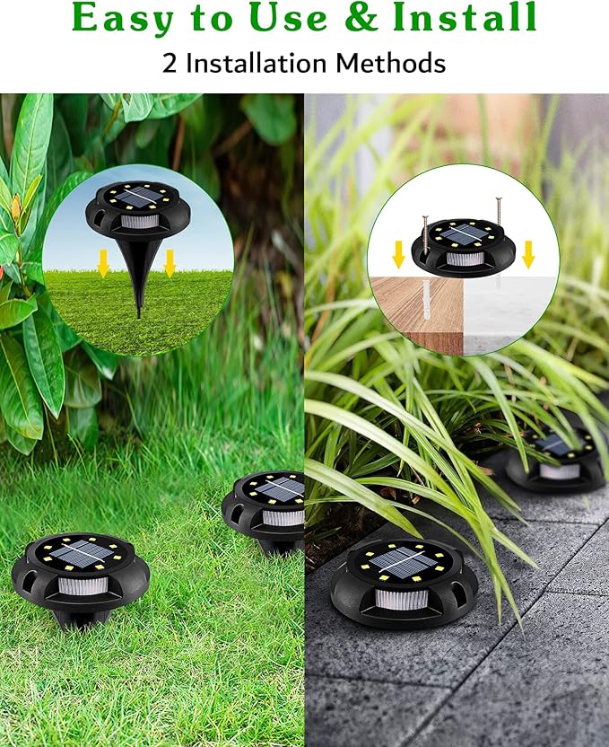 Biling Solar Pathway Lights - 8 Pack Multi Color Outdoor Uplight Sidelight Ground Lights for Yard Walkway Garden Halloween Decorations