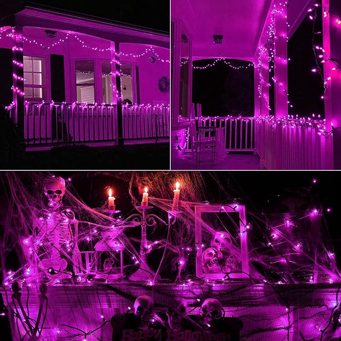 Toodour Purple Halloween Lights, 12.5ft 50 Count Incandescent Halloween String Lights, UL Certified Connectable Mini Bulbs String Lights for Home, Garden, Porch, Yard, Patio, Party, Indoor Decoration