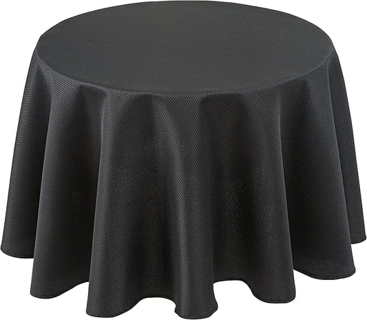 Biscaynebay Textured Fabric Round Tablecloths 60", Black Table Cloth Water Resistant Small Circle Folding Table Covers Linen Washable for Dining, Kitchen, Wedding and Parties etc