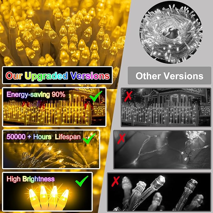 792 LED Christma Lights with 176 Drops, 82ft Outdoor Hanging lights with 8 Modes & Timer Memory, Outsite Waterproof Curtain String Lights for Front House Fence Tree Holiday Decorations Warm White