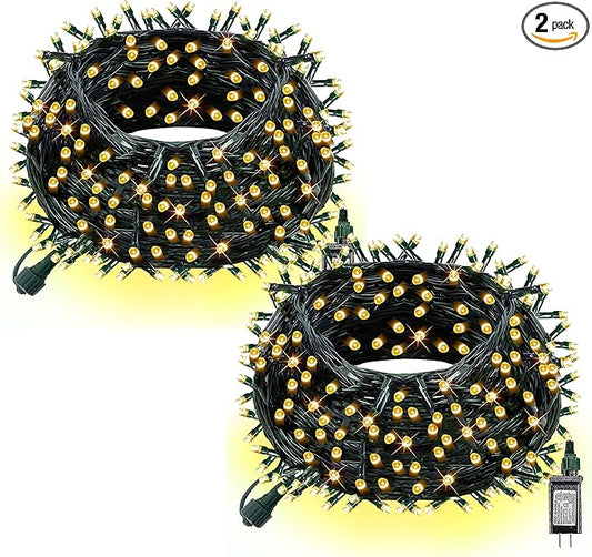 Dazzle Bright 132FT 400 LED Christmas Lights, Christmas String Lights Plug in with 8 Modes, Waterproof Christmas Decorations for Xmas Indoor Outdoor Party Home Tree Decor, Warm White