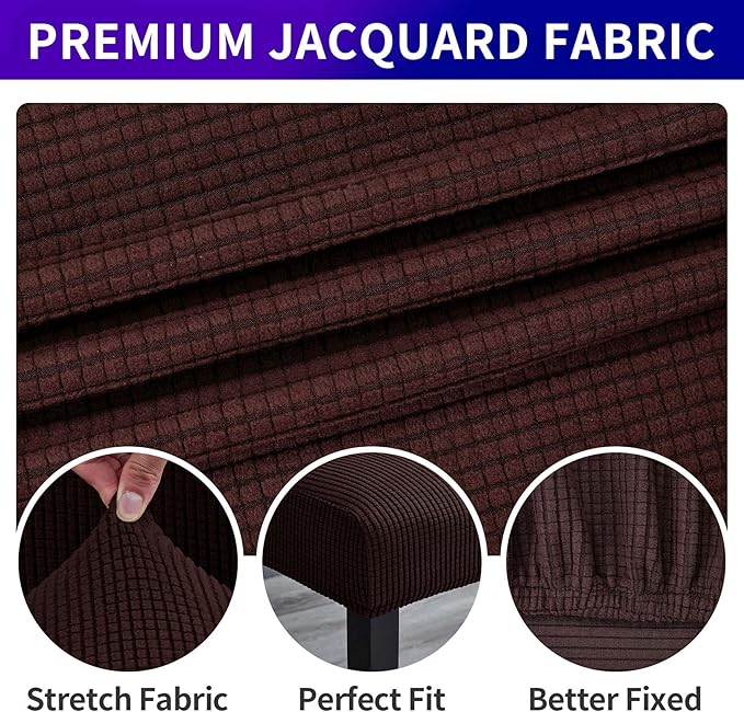 Howhic Stretch Chair Covers for Dining Room Set of 4, Removable Washable Dining Room Chair Covers, Dining Chair Slipcovers Seat Protector, Great Home Decor and Banquet Upholstery (Chocolate, 4 Pack)