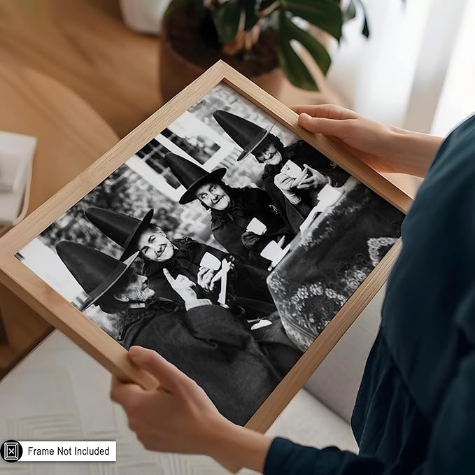 Poster Master Classic Photograph Poster - Vintage Halloween Print - Gift for Artist, Friend - Witches Tea Party, Old Women Smiling, Wearing Robes - Wall Decor for Living Room, 24x32 Unframed Wall Art