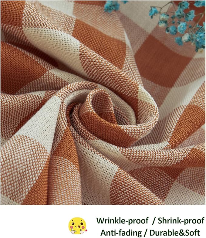 Rustic Plaid Thanksgiving Tablecloth-Country Buffalo Check Cotton Table Cloth for Spring Fall Farmhouse Kitchen Dining Restaurant Decoration(Rectangle/Oblong, 55x70, Orange)