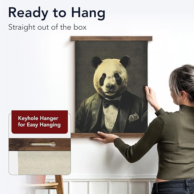 American Art Decor Hanging Linen Dapper Suit Panda Tapestry Vintage Animal Wall Art Hanging