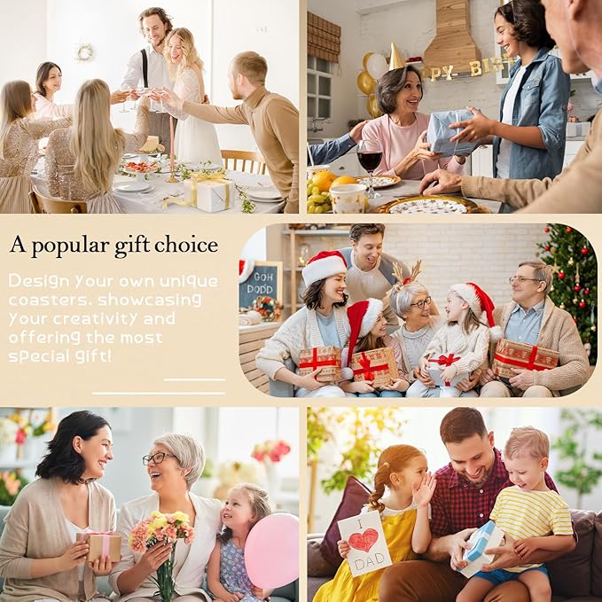 48 Pieces Unfinished Wood Coasters, GOH DODD 4 Inch Wooden Blanks with Non-Slip Pads for Laser Engraving Wood Burning Staining Painting Decoupage Housewarming Gifts Wedding Crafts Education, Round