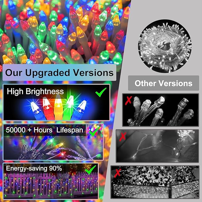 612 LED 60FT Icicle Christmas Lights - 136 Drops Waterproof 12 Modes Memory Timer, Outdoor Hanging Roof Lights for Eaves Gutter Xmas Tree Holiday Decorations Multicolor