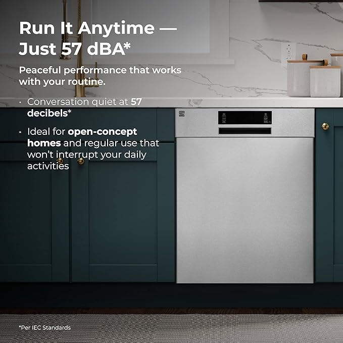 Kenmore 24" Built-in Stainless Steel Tub Dishwasher SmartWash, Smart Dry, and MoreSpace Adjustable Rack, Energy Star Certified, Fingerprint Resistant