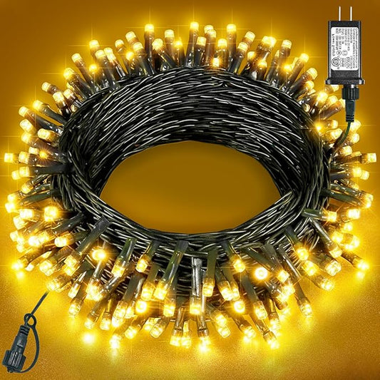 40FT 120 LED Christmas Lights Outdoor, Warm White Christmas Tree Lights with 8 Modes & Waterproof, Connectable Plug in String Light for Indoor Bedroom Yard Party Wedding Decorations