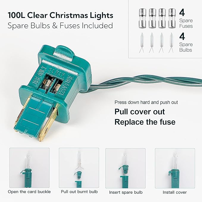 White Christmas Lights,100 Count Clear Mini Lights Incandescent Christmas Tree String Lights, Connectable for Christmas Decoration,Garland,Home,Patio, Wedding,Party,Festival (23 Feet)