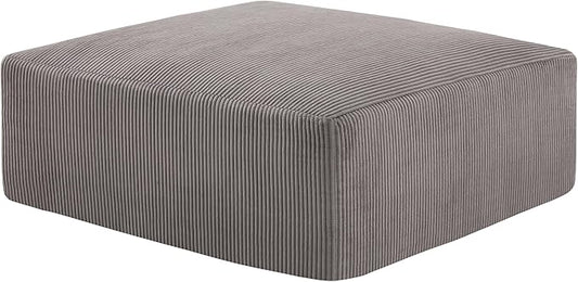 40" Square Stuffed Ottoman Pouf for Sofa Couch, Corduroy Poufs with Foam Chunk Filling, Furry & Fluffy Foot Stool Movable Ottoman. 40 * 40 Floor Poufs Foot Rest for Living Room, Grey
