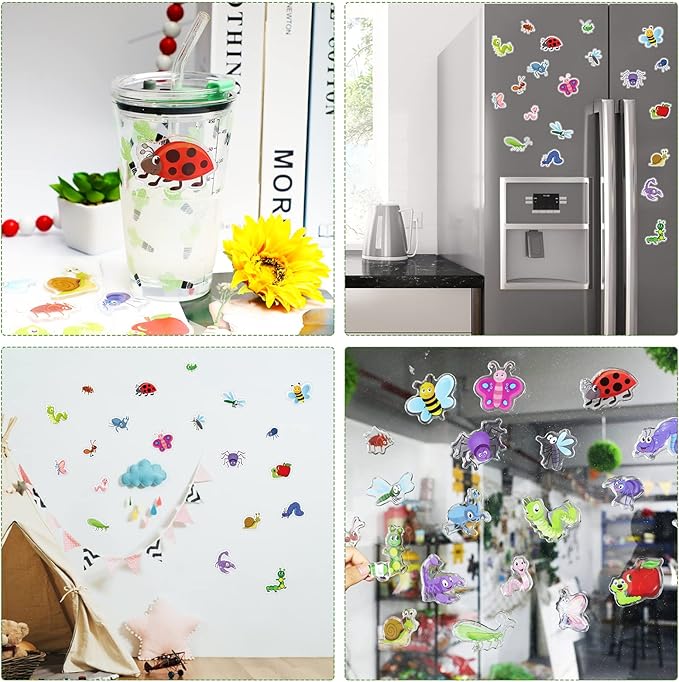20 PCS Insect Thick Gel Clings Spring Summer Insect Window Gel Clings Decals Stickers for Kids Toddlers and Adults Home Airplane Classroom Nursery Winter Insects Animals Party Supplies Decorations