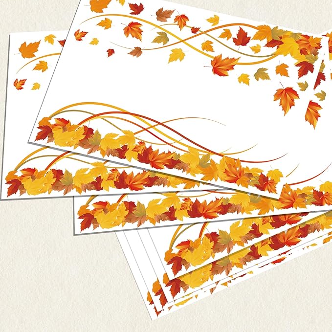 Paper Placemats Disposable 50 Pack Fall Thanksgiving Maple Leaf Placemats 16x 11 Inch Autumn Table Mats for Home Party Kitchen Dining Table Decoration