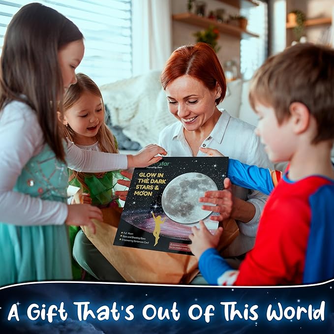 Glow in The Dark Stars for Ceiling, Luminous Stars and Moon USA Astronaut Rocket Spaceship Wall Decals, Space Decoration, Sticky Fluorescence Stars, Kids Room Decor, Galaxy Wall Stickers