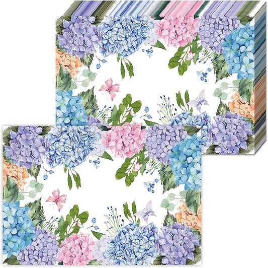 Paper Placemats Disposable 50 Pack Hydrangea Placemats 16x 11 Inch Floral Place Mats for Spring Summer Dining Table Wedding Party Supplies